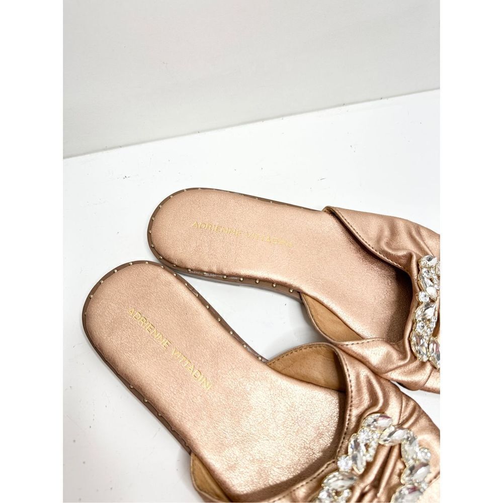 Adrianne Vittadini Sandals Womens Size 6.5 Rose Gold Leather Embellished - Picture 8 of 9
